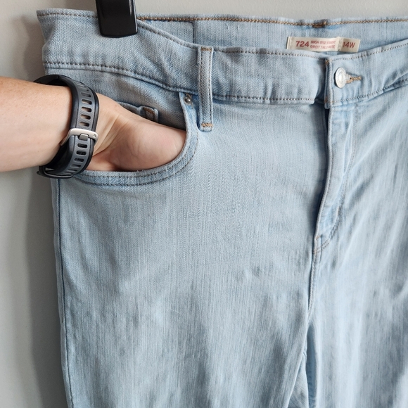 Levi's High Rise Straight Jeans Denim Pants 724 Size 14w - Picture 5 of 15